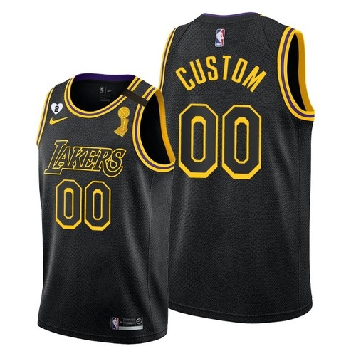 Men's Los Angeles Lakers Active Player Custom 2020 Black Customized Black NBA Finals Champions With Gigi Patch Stitched Jersey